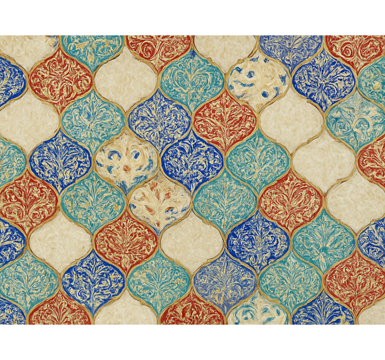 Living area wallpaper colorful moroccan design - TenStickers