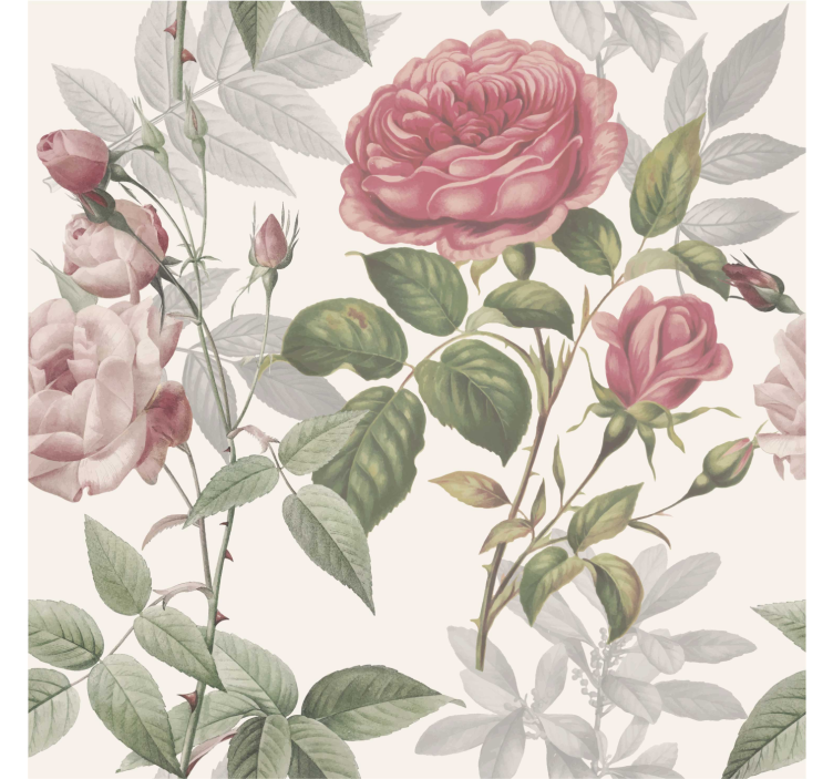 Flowers wallpaper with rose pattern - TenStickers