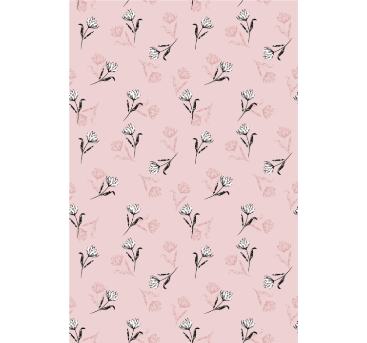 Flowers wallpaper white lilies on pink background - TenStickers