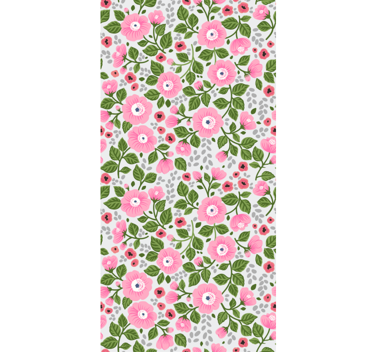 Flowers wallpaper in pretty pink blooms - TenStickers