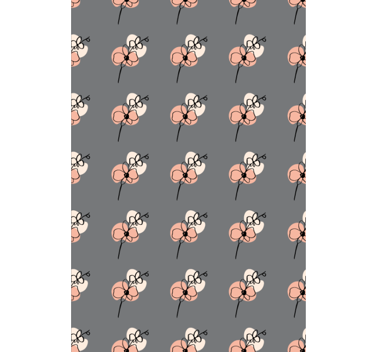 Flowers wallpaper with orchids abstract line art - TenStickers
