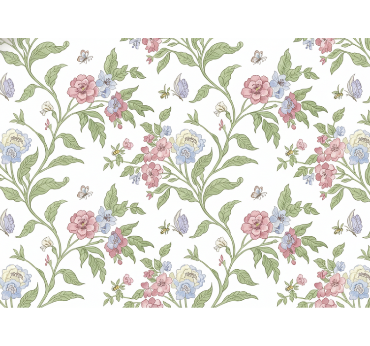 Flowers wallpaper light country house design - TenStickers