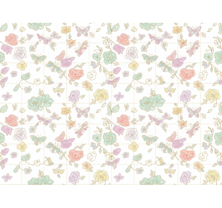 Flowers wallpaper soft color butterfly wallpaper - TenStickers