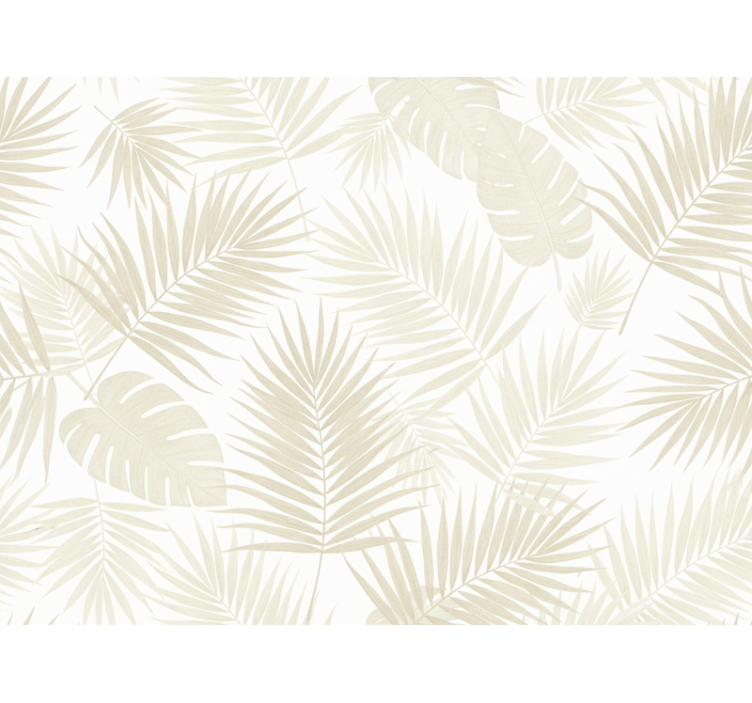 Flowers wallpaper palm leaves in cream - TenStickers