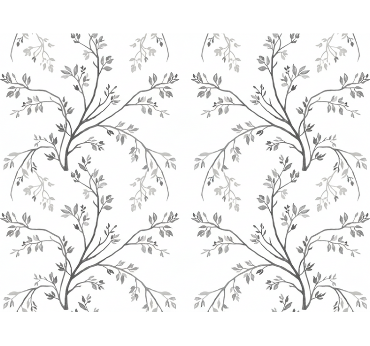 Flowers wallpaper in soft grey branches - TenStickers