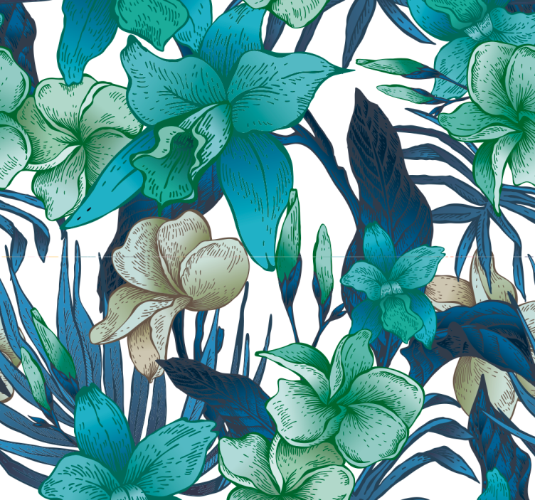 Tropical wallpaper with leaves - TenStickers