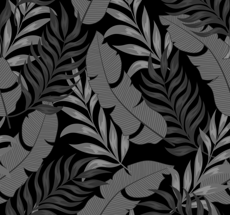 Black Elegant Pattern leaves wallpaper - TenStickers