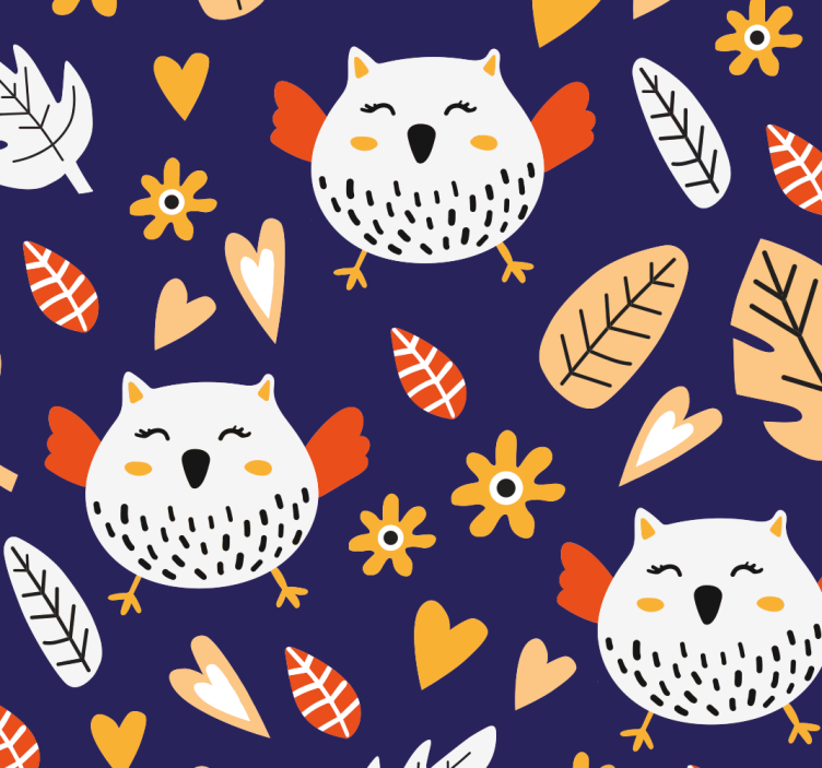 Blue big and small Owl childrens wallpaper - TenStickers