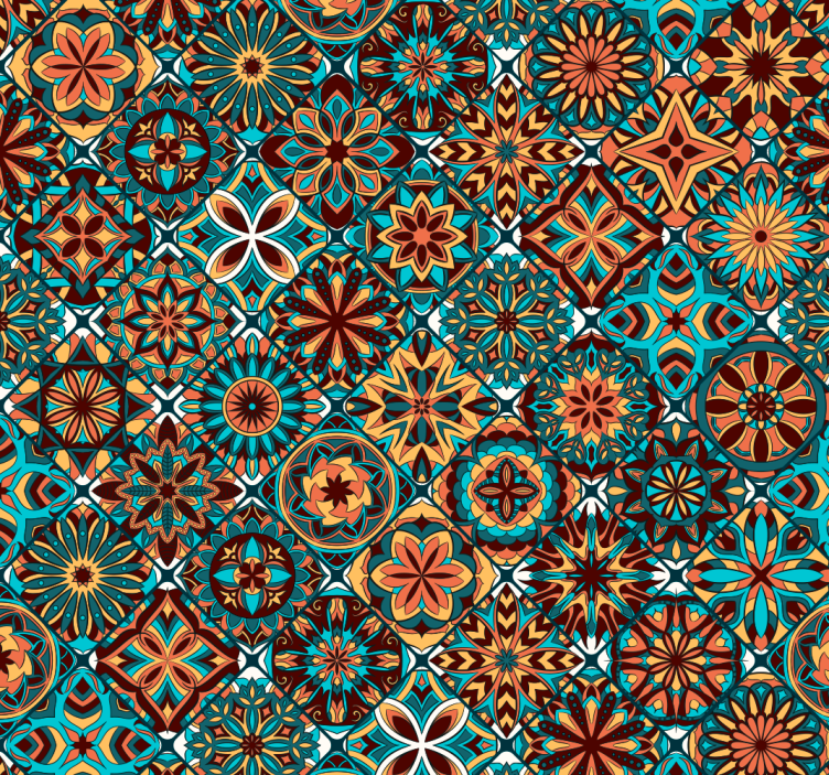 Colourful mosaic Ornamental Wallpaper - TenStickers