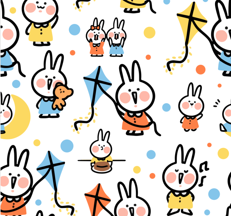 RAbbit hanging on to a kite Animal Wallpaper - TenStickers