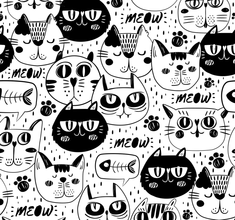 Cat Doodles cats wallpaper - TenStickers