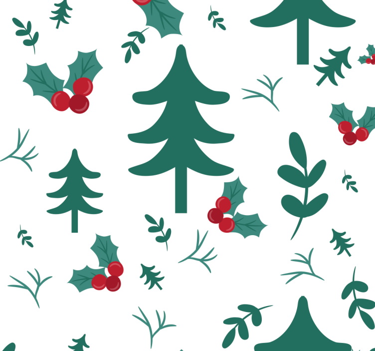 Festive Tree Pattern holiday christmas wallpaper - TenStickers