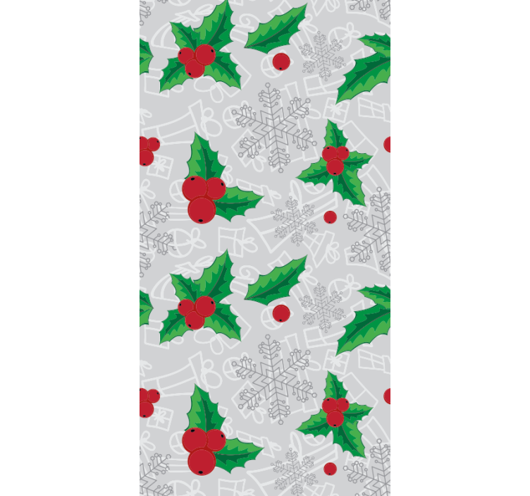Festive Holly Pattern holiday christmas wallpaper - TenStickers