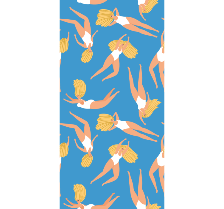 Women swimming relaxing pattern wallpaper - TenStickers
