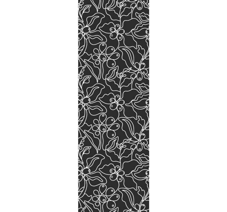 Floral Outline leaves wallpaper - TenStickers