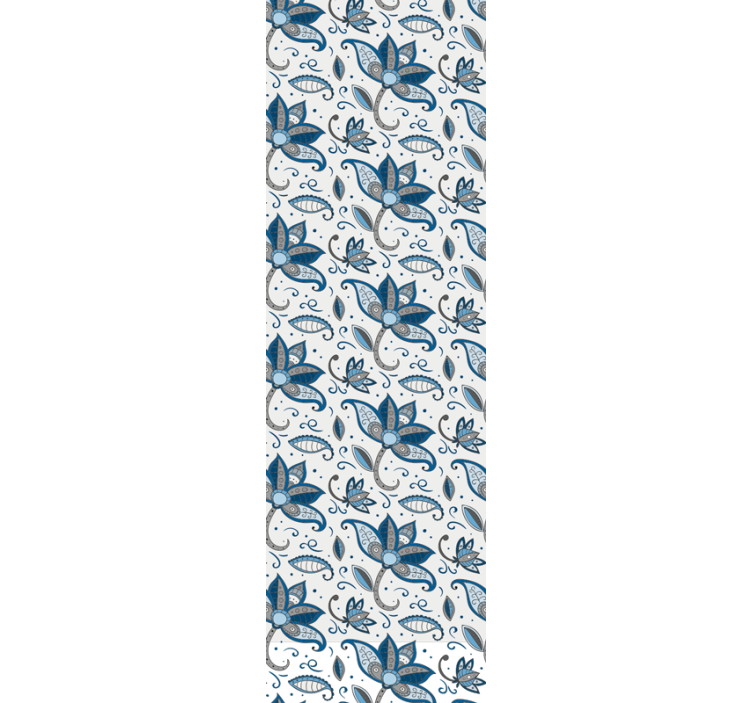 Blue Flowers Doodles leaves wallpaper - TenStickers