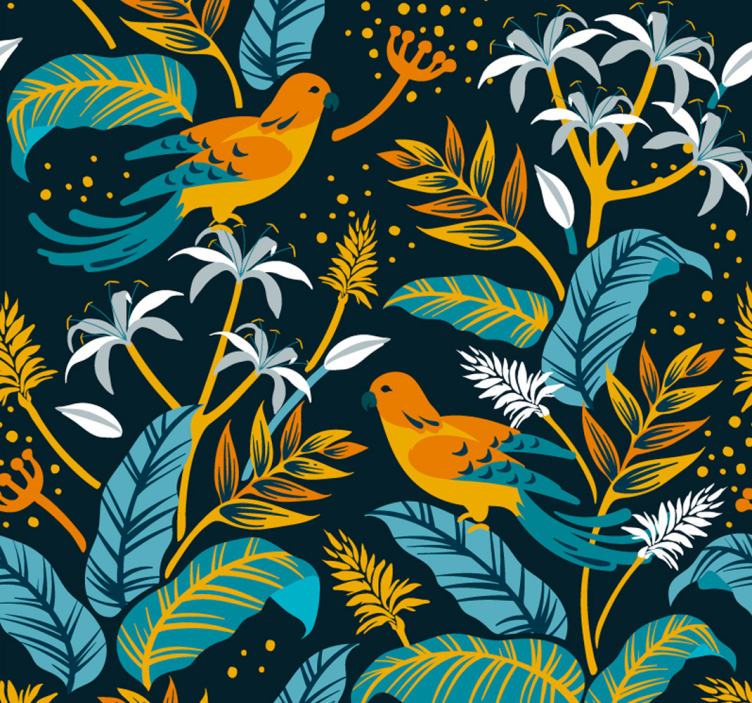 Tropical Bird Foliage leaves wallpaper - TenStickers