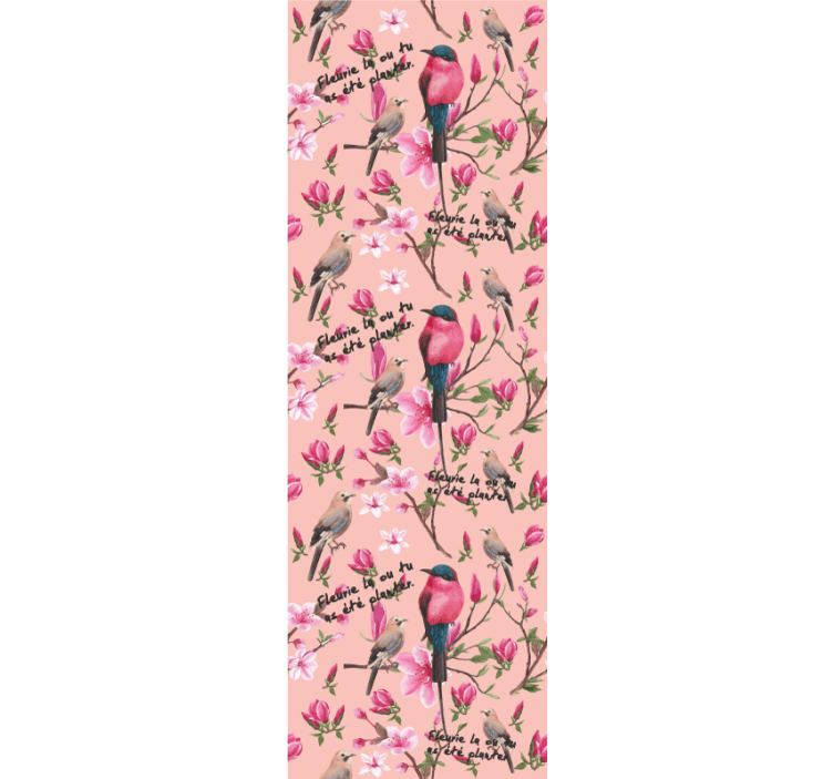Birds Blossom Pattern birds in wallpaper - TenStickers