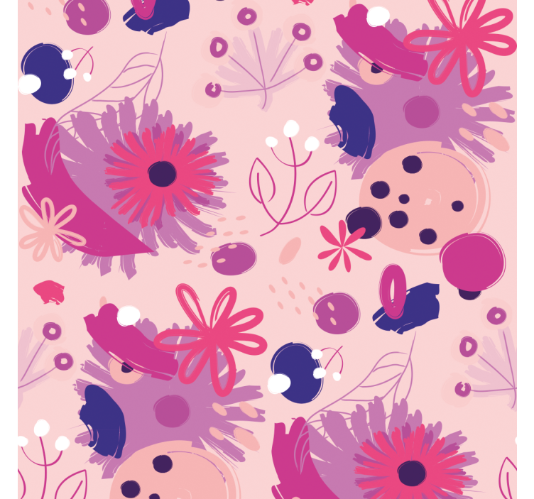 Abstract purple flowers wallpaper - TenStickers