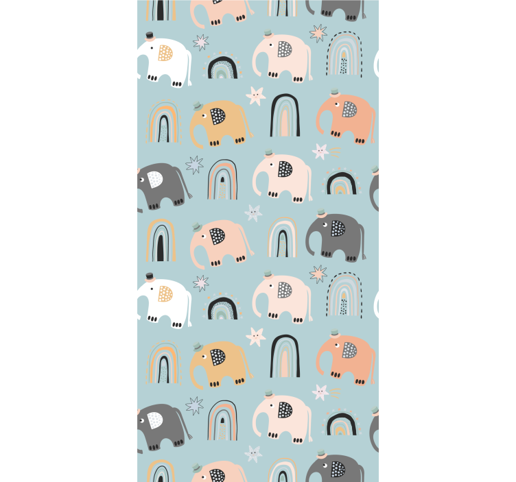 Elephant Rainbow Motifs wallpaper childrens room - TenStickers