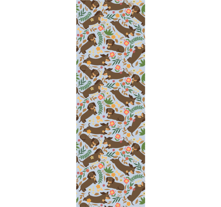 Dachshund and flowers pattern Nature wallpaper - TenStickers