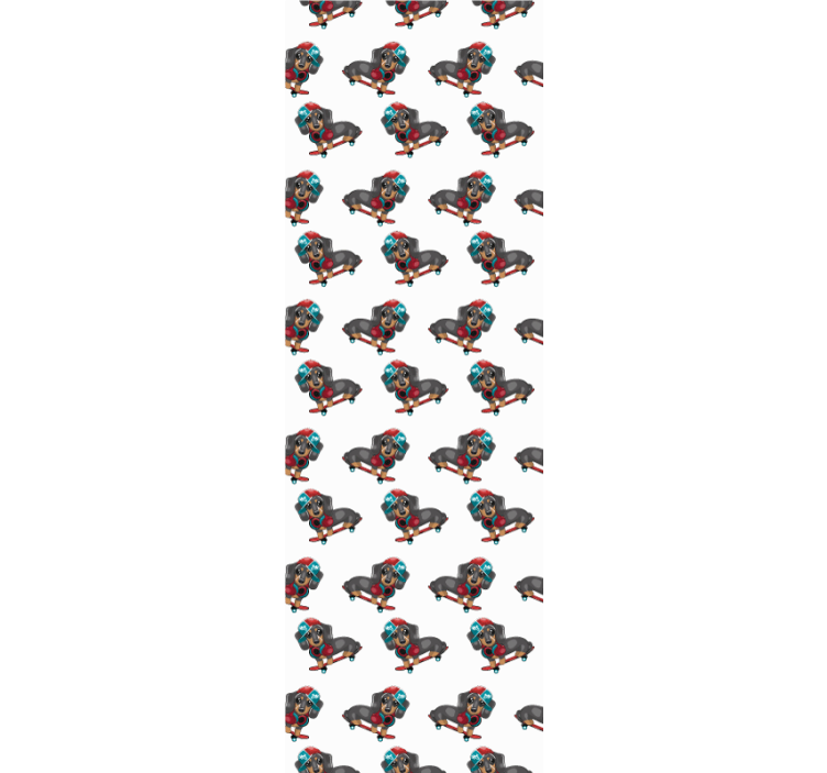 Sausage dog on a skateboard Bedroom Wallpaper - TenStickers