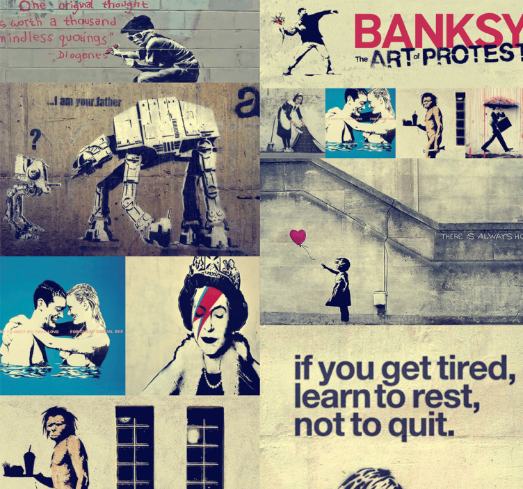 Collage of Street Art Art Wallpaper - TenStickers