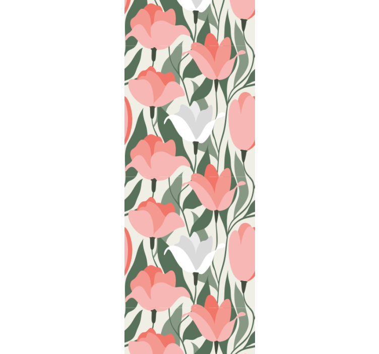 Botanical Tulip Pattern flowers wallpaper - TenStickers