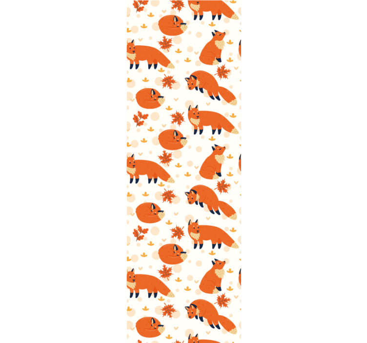 Fox Autumn Pattern animals wallpaper - TenStickers