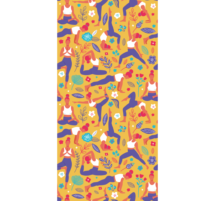 Yoga Poses Pattern art wallpaper - TenStickers