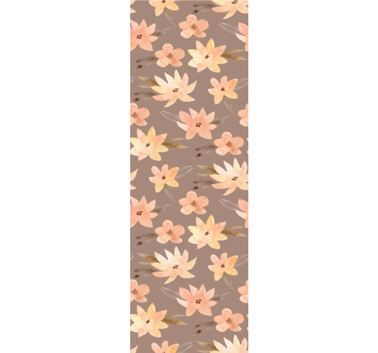 Brown blossoming pattern flowers wallpaper - TenStickers