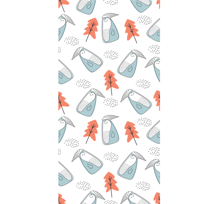 Sleepy Penguins Pattern animals wallpaper - TenStickers