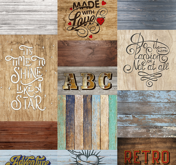 Wooden Inscription Textured Wallpaper - TenStickers