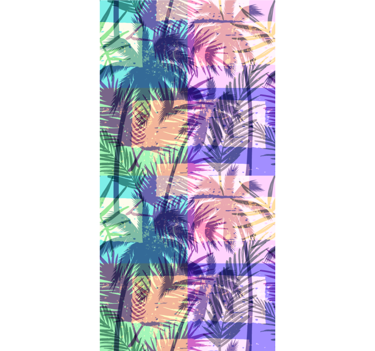 Bright color palms tropical pattern wallpaper - TenStickers