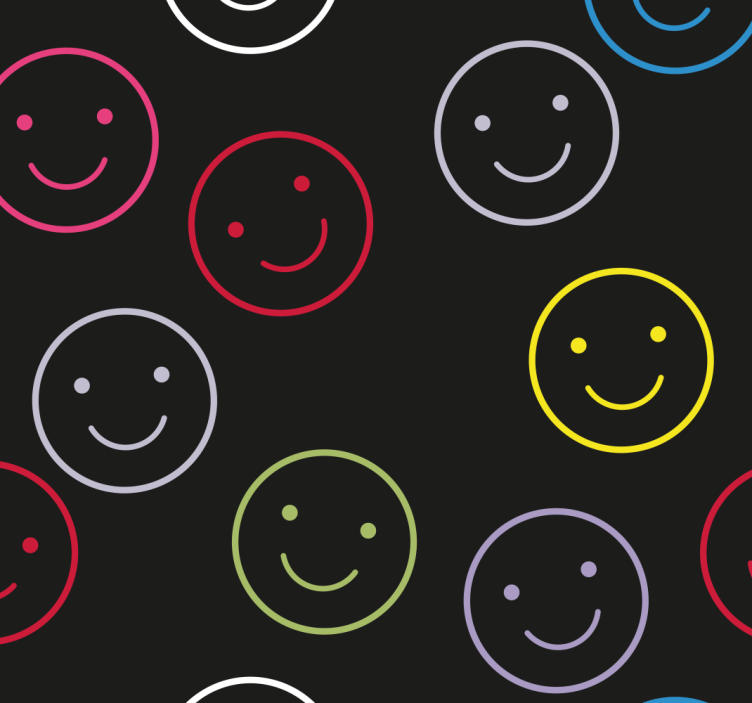 Smiley Face Print wallpaper geometric - TenStickers