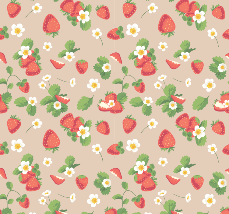 strawberries and flowers Dining room wallpaper - TenStickers