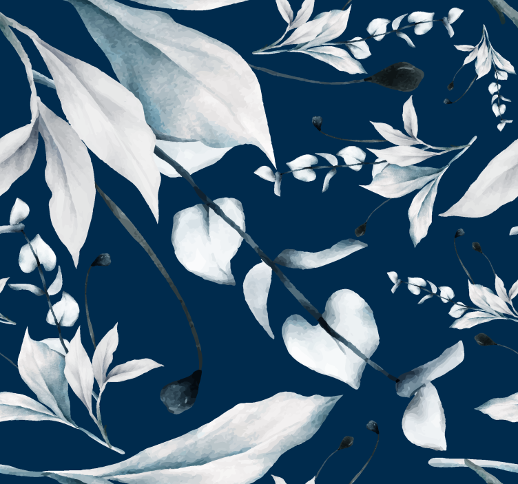 white leaves Navy wallpaper - TenStickers