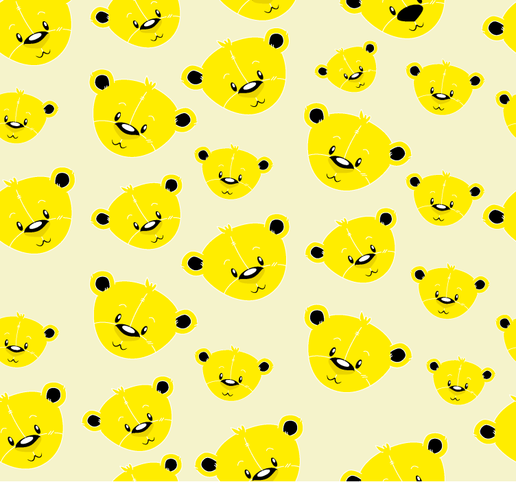 cute bears pattern Yellow wallpaper - TenStickers