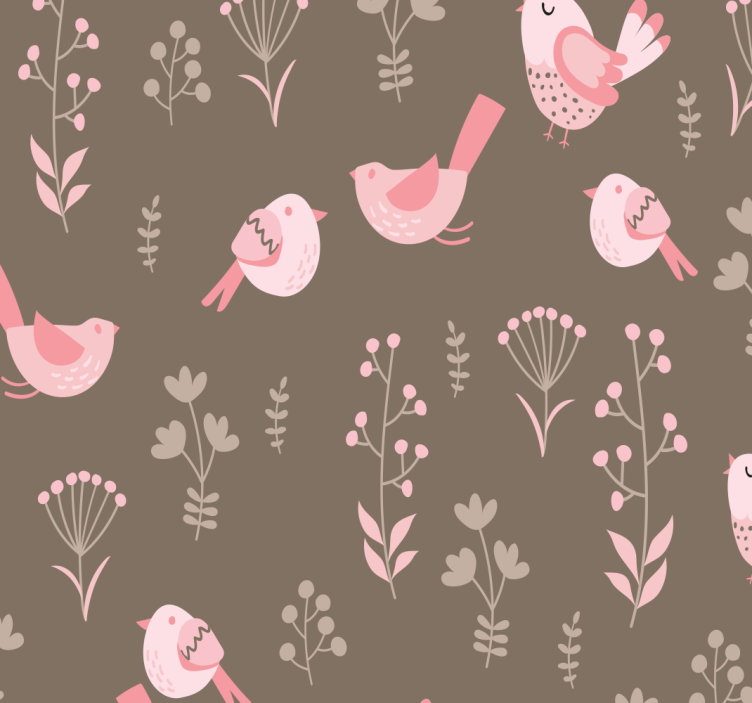 Floral Avian Pattern birds in wallpaper - TenStickers