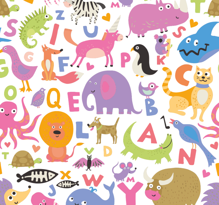 Alphabet Animals wallpaper childrens room - TenStickers