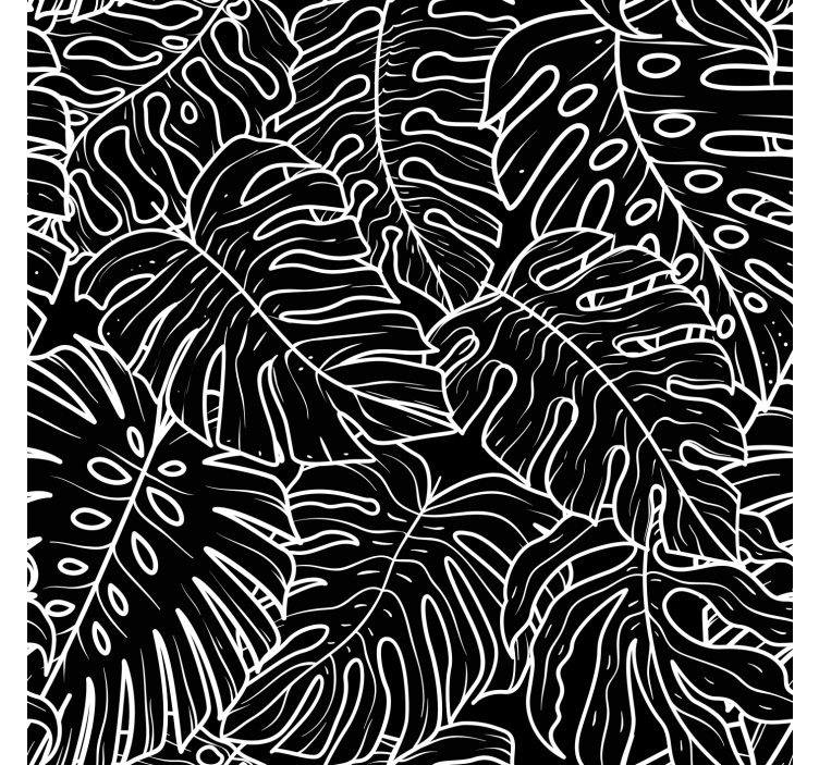 Big leaves black wallpaper - TenStickers