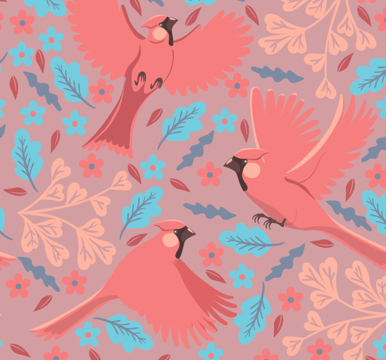 Bird Motif Pattern birds in wallpaper - TenStickers