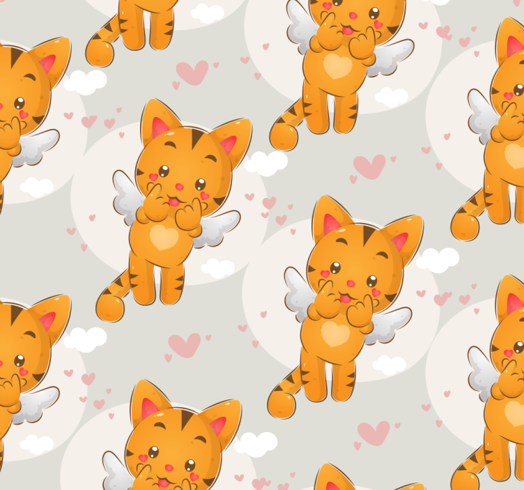 Angelic Cats Pattern cats wallpaper - TenStickers
