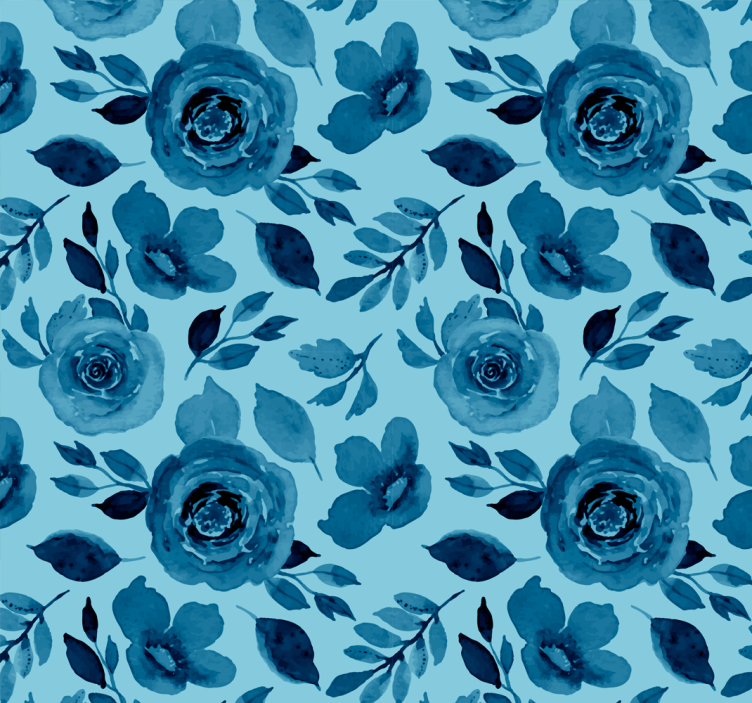 Blue Floral Array flowers wallpaper - TenStickers
