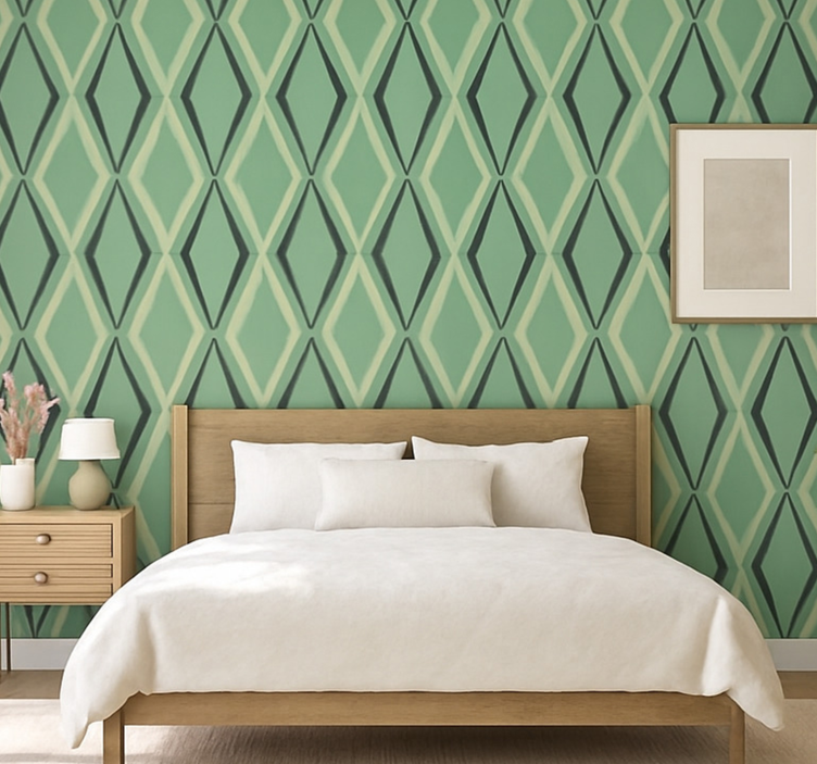 1930's green diamonds retro wallpaper - TenStickers