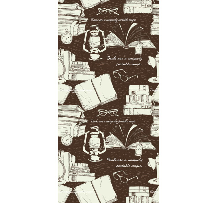 Vintage living room book shelf wallpaper - TenStickers