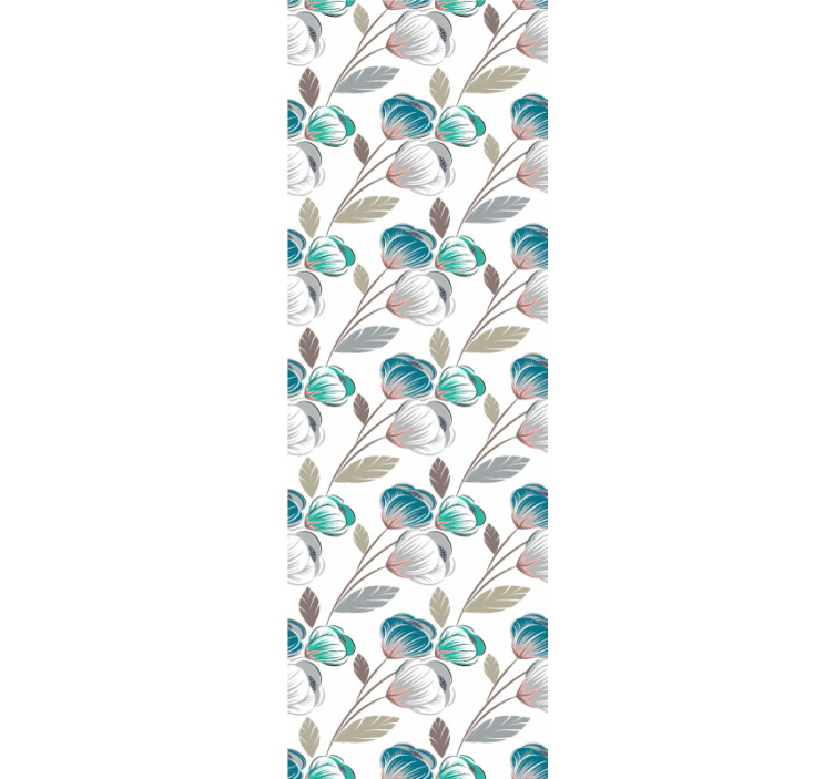 Stylish blue and gray pattern flowers wallpaper - TenStickers