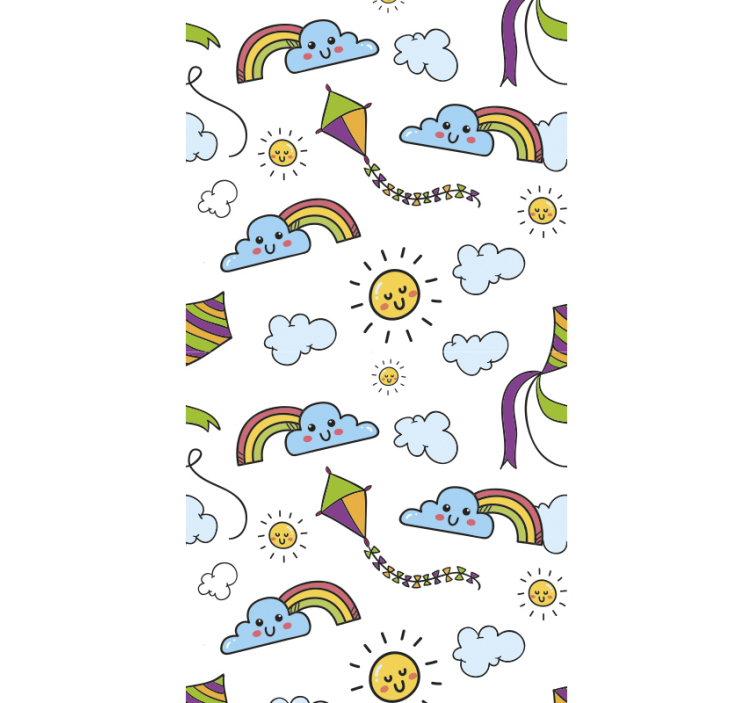 Rainbow , sun and kite Childrens Wallpaper - TenStickers