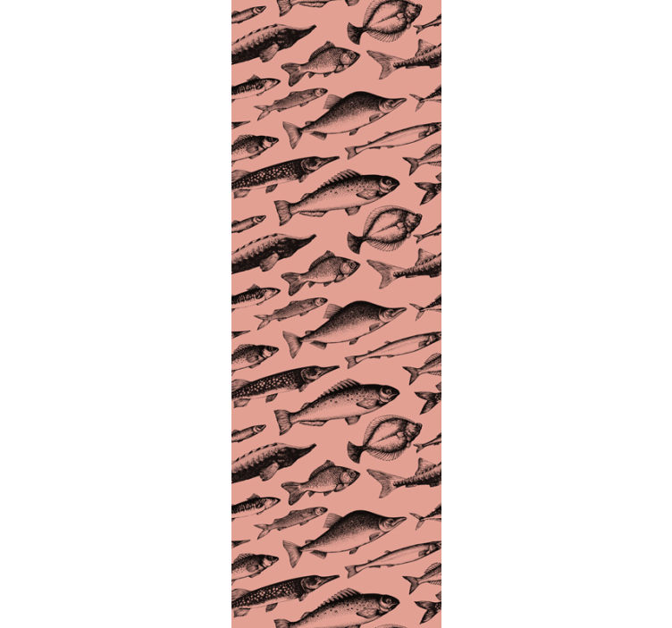 Pink fish pattern fishes wallpaper - TenStickers