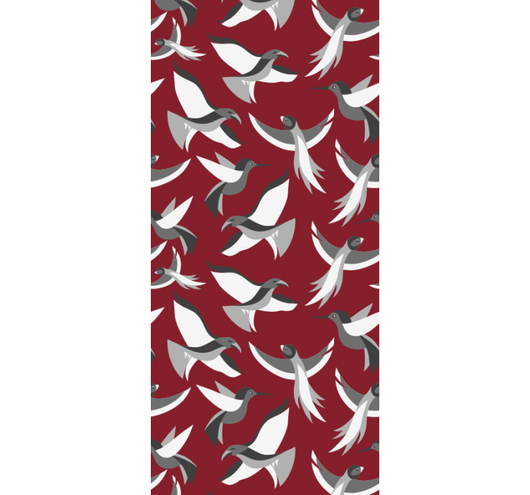variety of birds on red background Wallpaper - TenStickers
